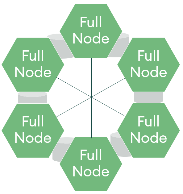 Hình ảnh minh họa cho một node đầy đủ trong mạng blockchain.