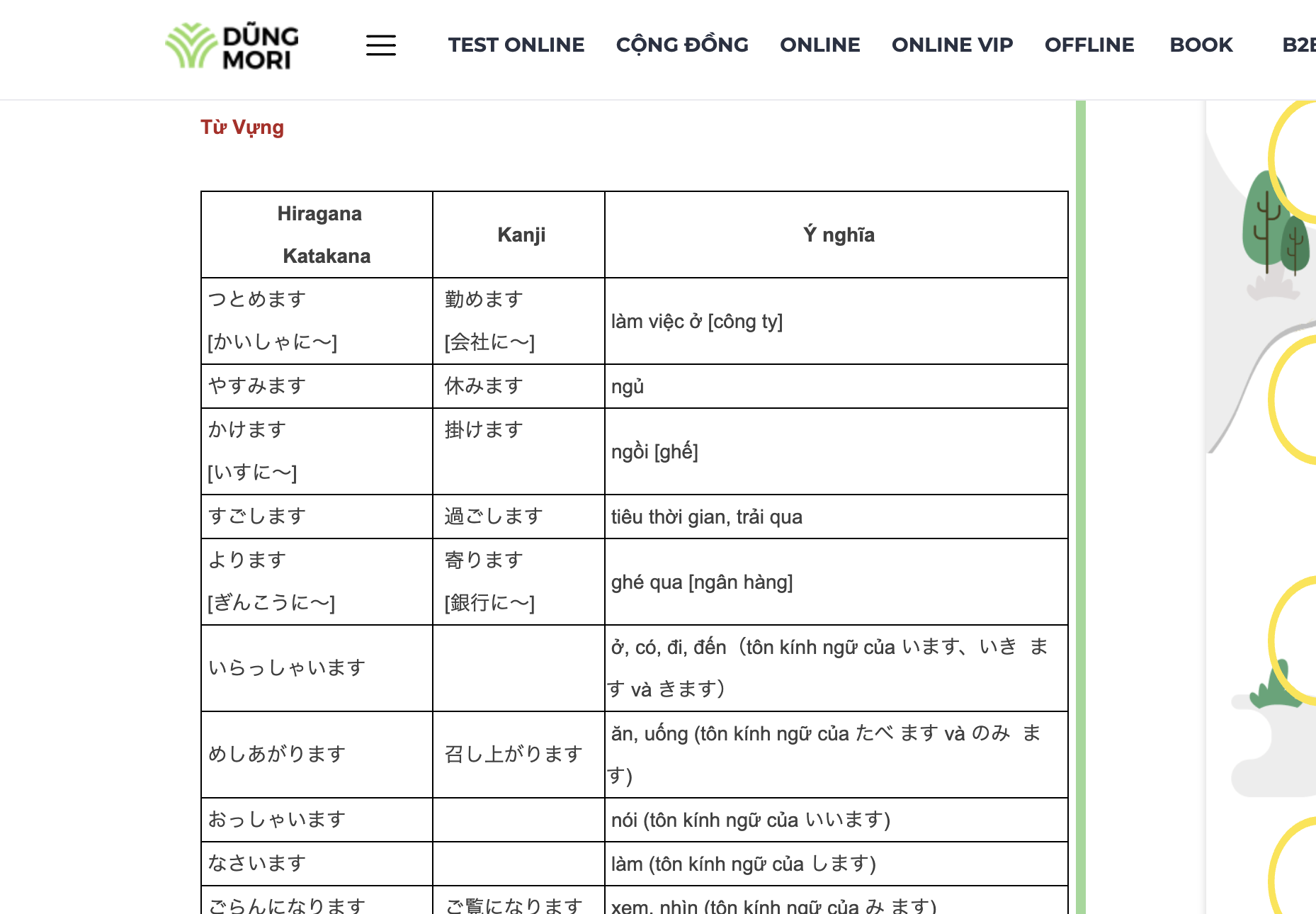 Dungmori Vocab table